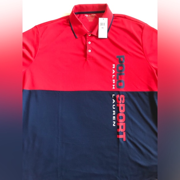 Polo Sport Ralph Lauren Red and Navy Performance Polo Shirt